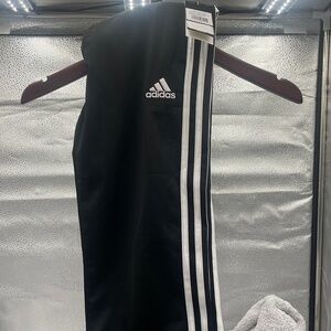 Adidas Kids Black Joggers with White Stripes